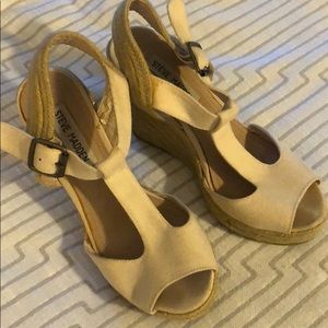 Cream Steve Madden Espadrille Wedges